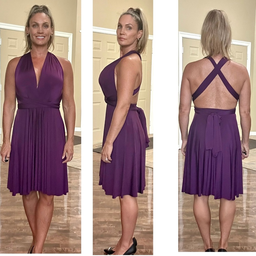 Henkaa purple halter wrap infinity dress Sz S